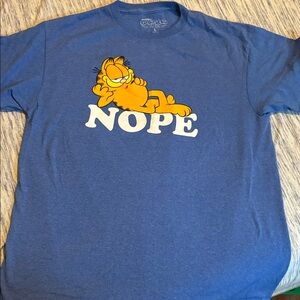 Nickelodeon Blue Tee with Garfield 'NOPE' Graphic